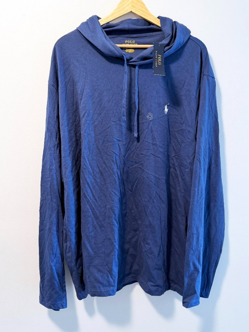 Polo Ralph Lauren Navy Blue Long Sleeve Hoodie Shirt Mens XXL NWT